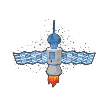 Satellite in space on a white background. Vector illustration.
