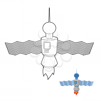 Space satellite coloring book. Space station. Vector illustration.
