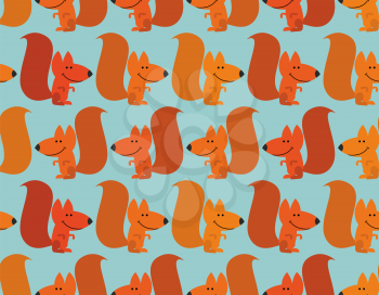 Funny squirrel background. Cute redhead small animal. Rodent from  forest. Wild animal seamless pattern for baby tissue.
