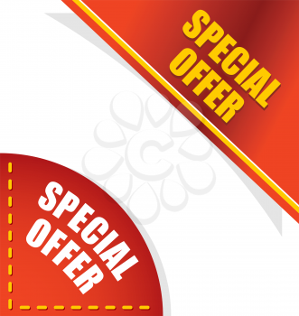 Special offer. Template for your design. Angle red and gold letters. Design element for presentation and Lee.
