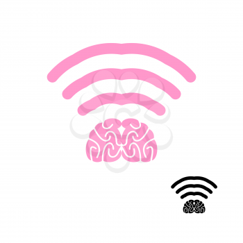 WiFi brain. Wi-Fi brain icon. Wireless transmission of mind. Remote access to knowledge of brain. Wireless LAN knowledge, mind. Wi Fi intellect flat icon.
