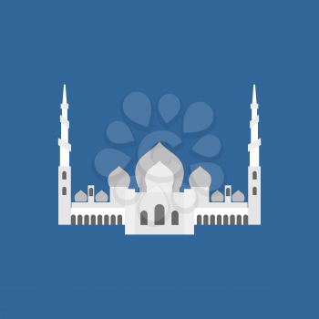 Sheikh  Grand Mosque in Abu Dhabi. Vector flat sign silhouette logo