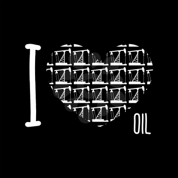 Symbol heart of oil pumps. I love oil. Vector illustration.
