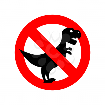 Stop Tyrannosaurus. Red is dangerous. Evil and scary t-Rex dinosaur. Toothy prehistoric reptile. Ban Animal of  Jurassic period.