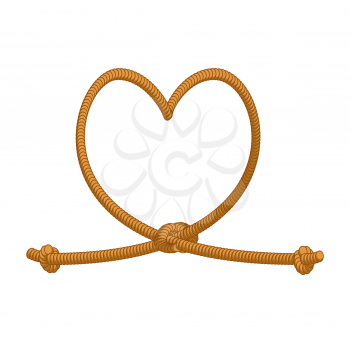 Heart tie rope. thick rope of love. Rope love. Symbol of eternal love-knot
