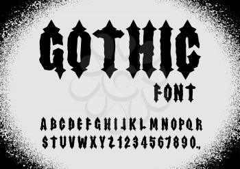 Gothic font. Ancient font. Gothic letters. Vintage alphabet. Letters and numbers retro alphabet Gothic
