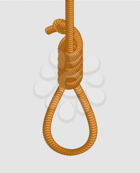 Hangman isolated. loop of rope for executioner. Death penalty by hanging. An instrument of torture in ancient times. Thick braided rope rope with a knot
