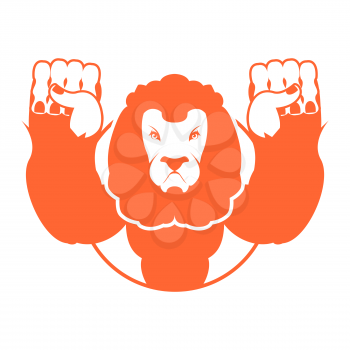 Angry lion. Aggressive wild beast. Logo big leo. Evil wild animal. Emblemo for sports team

