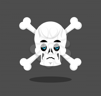 Sad skull emotion. Crossbones.  melancholy skeleton head
