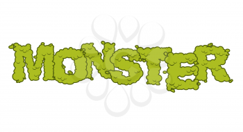Monster text. Scary lettering and typography. Green terrible Letters
