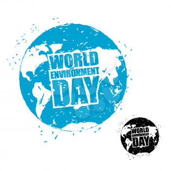 World Environment Day. Earth in grunge style. emblem of planet earth. International holiday nature
