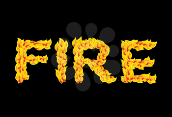 Fire text.Flame typography. Burning letters. fiery lettering