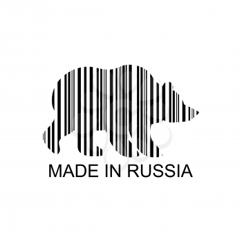 Bear barcode for goods from Russia. Wild animal bar code. Logo for Russian commodity
