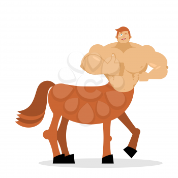 Cheerful young Centaur mythical creature. Half horse half person. Sports creature. Fairy-tale characters athlete. Man hoss
