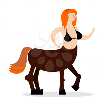 Woman centaur. Cheerful mythical creature. Fabulous horse
