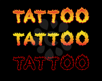 Tattoo fire letters. Flame lettering. Comics font