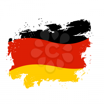 Germany flag grunge style on white background. Brush strokes and ink splatter. National symbol of German state
