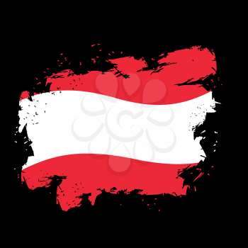Austria flag grunge style on black background. Brush strokes and ink splatter. National symbol of Austrian state
