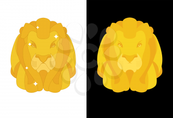 Gold Lion. Predators head with mane of yellow golden precious metal. Treasure animal figurine
