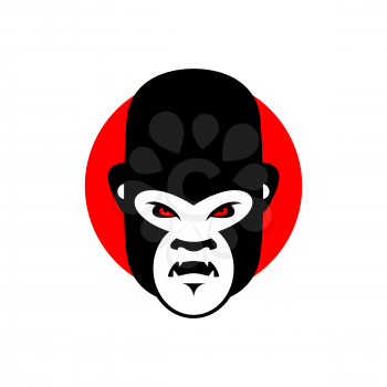 Gorilla mascot. Head of wild animal. Aggressive monkey. Logo for sports team. Angry beast