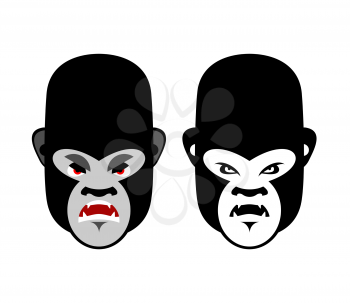 Gorilla mascot. Head of wild animal. Aggressive monkey. Logo for sports team. Angry beast