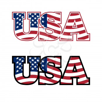USA Text. Flag USA. United States of America. Flag in letters. Emblem for United States. Font for America.
