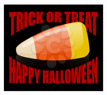 Trick or treat. Happy Halloween. candy corn. Sweets on plate. Traditional treat for terrible holiday.
