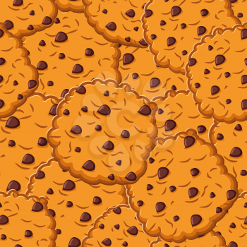 Cookie texture. Biscuit with chocolate Drops ornamen. crackers background. Cookies pattern.