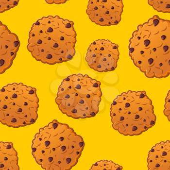 Cookies pattern. Biscuit with chocolatet Drops ornamen. Cookie texture. crackers background
