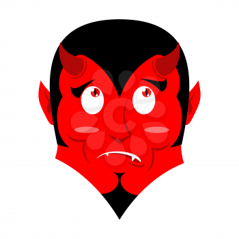 Satan Surprised. Discouragement demon. Devil in confusion. Pitifully features. Perplexed Lucifer, Prince of Darkness
