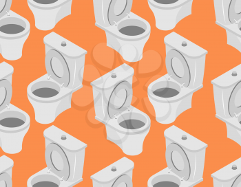 Toilet seamless pattern. Accessory to toilet ornament on an orange background
