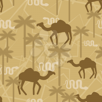 Camel and snake Military camouflage background. Desert Protective seamless pattern. Beige Army soldier texture for clothes
