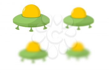 UFO. Flying saucer. Transport strangers. Aliens. UFO kit with different th blur. Blurred UFO. Space transport
