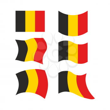 Flag of Belgium. Set national flag of Belgian state. Developing European flag. Political sign of country