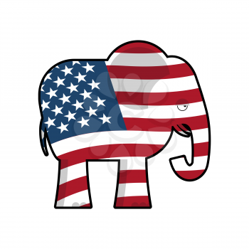 Republican Elephant. Symbol of political party in America. Political illustration for elections in America. USA Flag