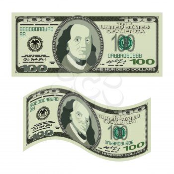 100 dollars on white background. Money isolated. US Cash. One hundred banknote USA
