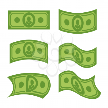 USA money. Set of dollars. Developing cash of various shapes
