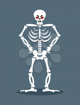 Angry skeleton. Aggressive dead. Evil skull and bones.

