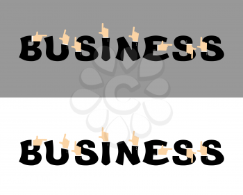 Business typography. Pointing hand alphabet. Businessman hand ABC. Letters in business suit. Finger points

