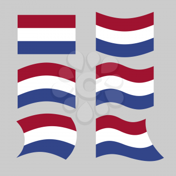 Flag of Netherlands. Set of flags of Netherlands in various forms. Developing Dutch flag
