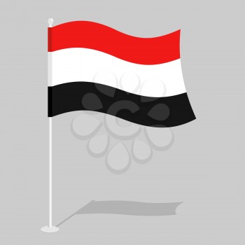 Yemen Flag. Official national mark of Republic of Yemen. Traditional Yemeni flag paced. state in Southwest Asia
