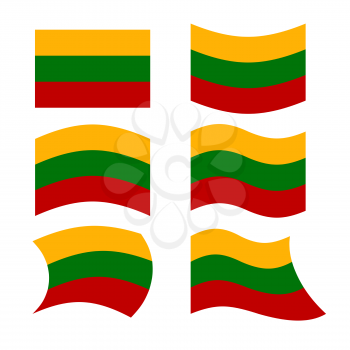 Lithuania flag. Set of flags of Republic of Lithuania in various forms. Developing flag of Lithuanian European state
