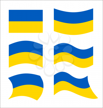 Ukraine flag. Set flags Ukrainian republic in various forms. Developing flag of European Ukrainian state