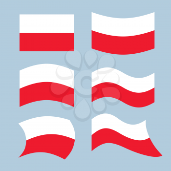 Poland flag. Set of flags of Polish Republic in various forms. Developing the flag of Polish state in Eastern (Central) Europe
