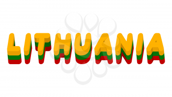 Lithuania typography. Text of Lithuanian flag. emblem of European countries on white background. letters tricolor
