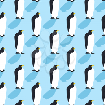 Penguins seamless pattern. Arctic animals texture. Birds Antarctica background. flock of animals at  North Pole