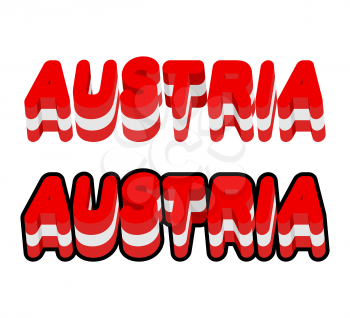 Austria typography. Text of Austrian flag. Emblem of  European countries on  white background. letters tricolor
