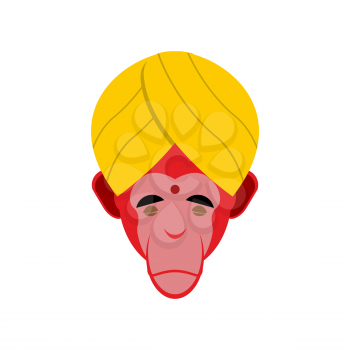 Monkey yoga in turban. Head of red Monkeys Indian yogi.
