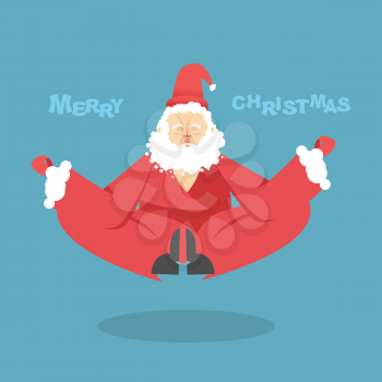 Santa Claus yoga. Christmas yoga. Santa yogi meditates. Engaged in Christmas yoga. Enlightenment is Santa Claus. Christmas illumination

