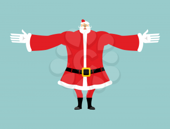 Santa Claus welcome gesture. Cheerful Santa. grandfather with beard and mustache isolated. Merry Christmas  